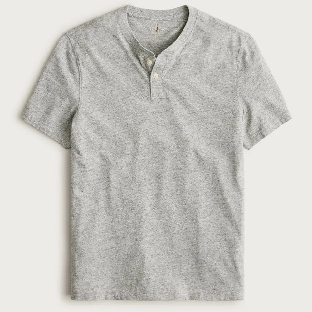 J. Crew Men XL Relaxed Vintage Jersey Henley Shirt Heather Grey NWOT $45